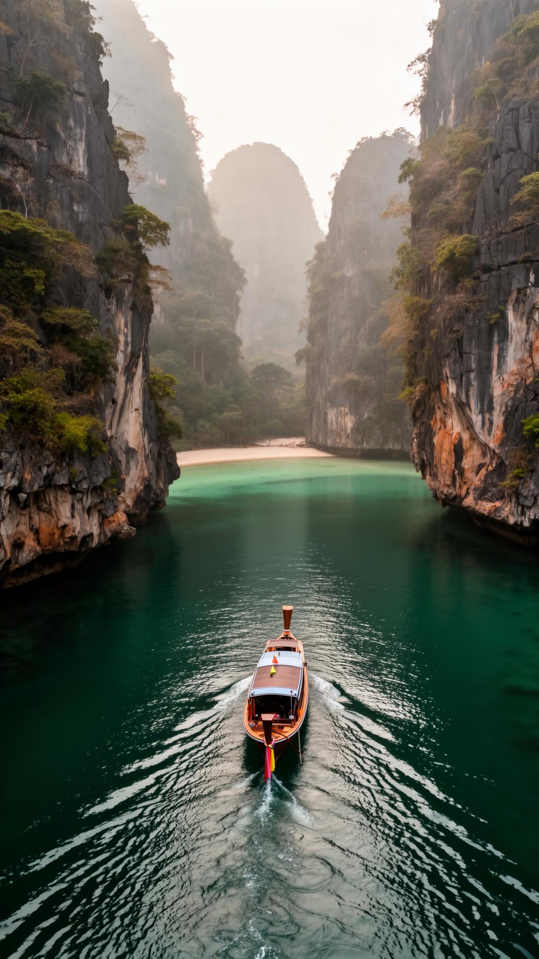Private longtail navigating a hidden Andaman lagoon